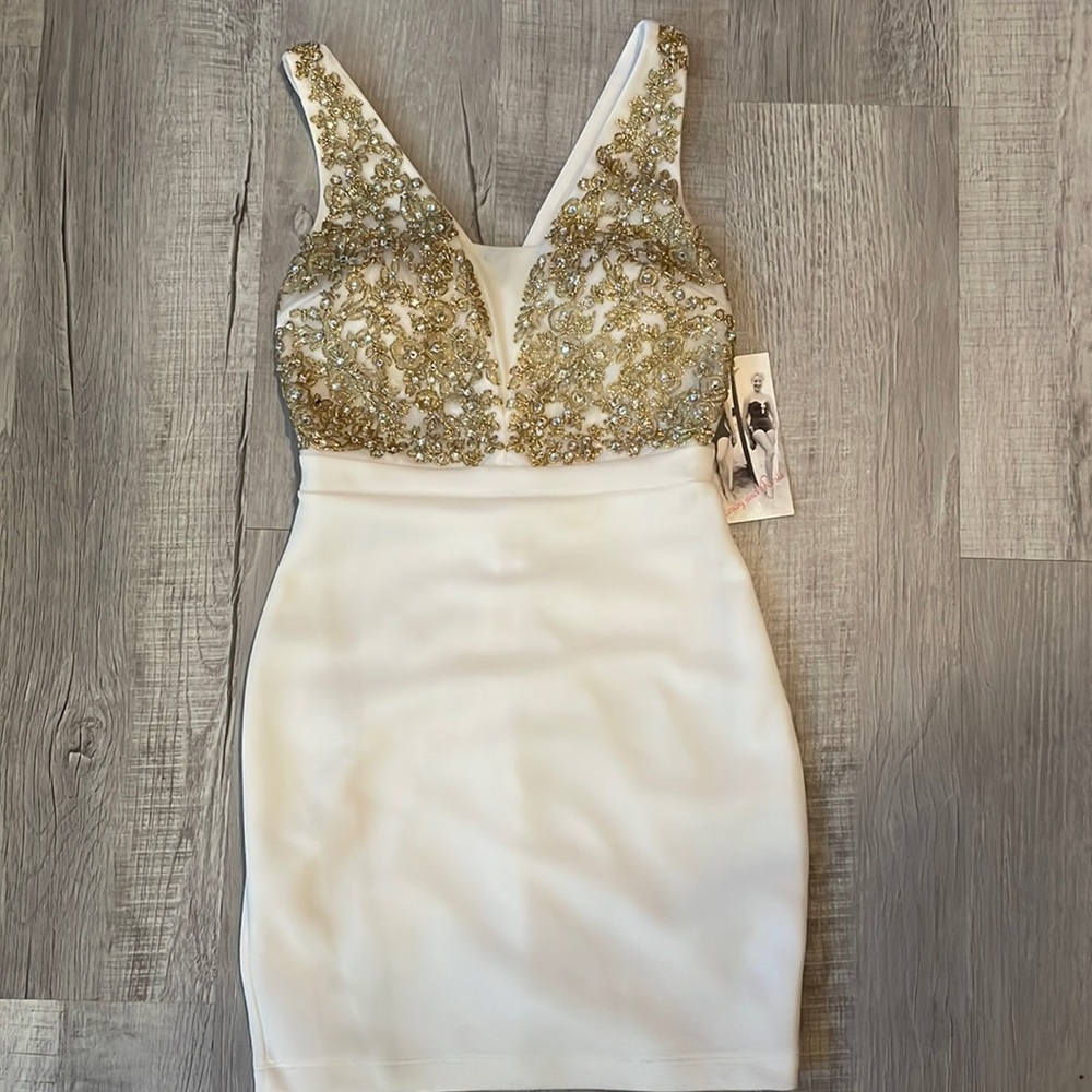 White/Gold mini dress